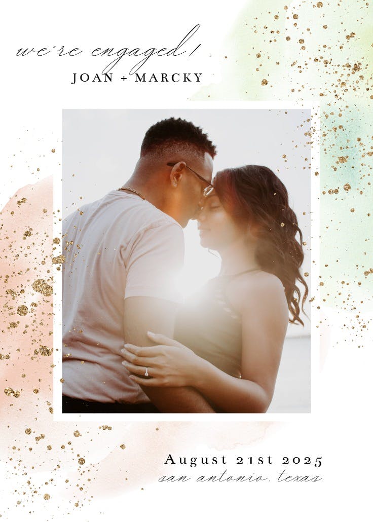 Watercolor and gold - engagement announcement