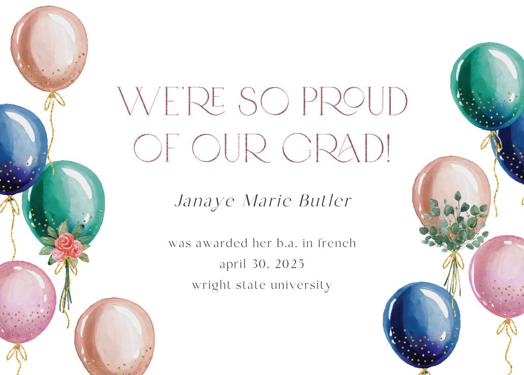 Balloon spray - graduation announcement