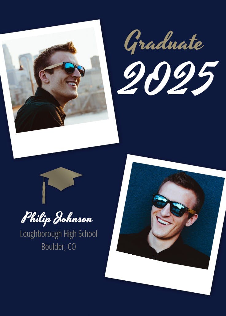 Golden hat - graduation announcement