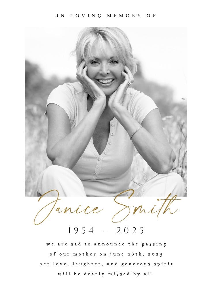 Polaroid - memorial card