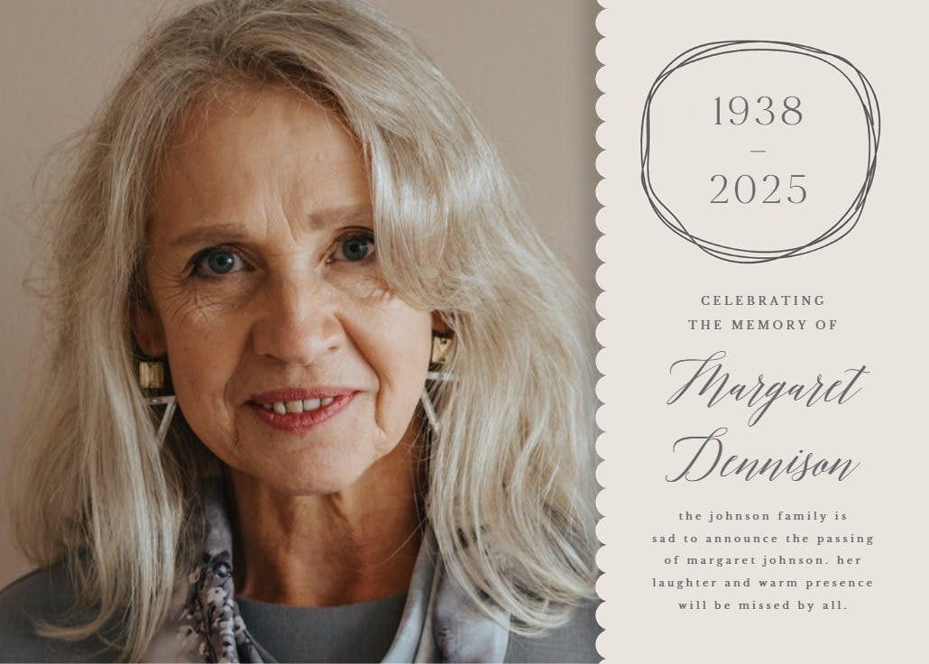 Scalloped frame - memorial card