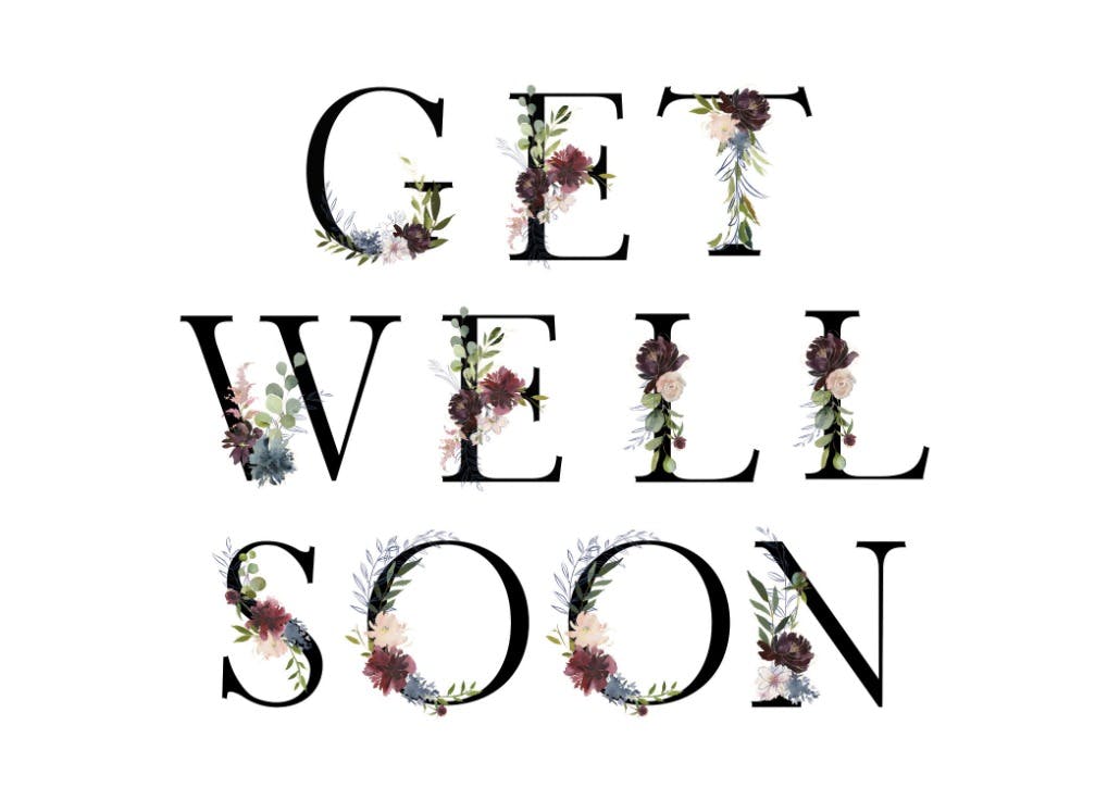 Floral letters - tarjeta de recupérate pronto