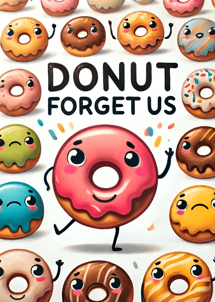 Donut forget us -  tarjeta de pensamientos y sentimientos