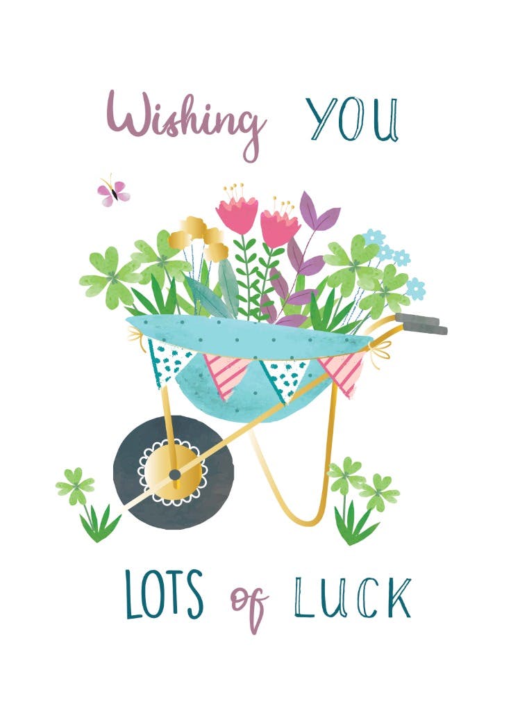 Garden cart full of flowers -  tarjeta de pensamientos y sentimientos