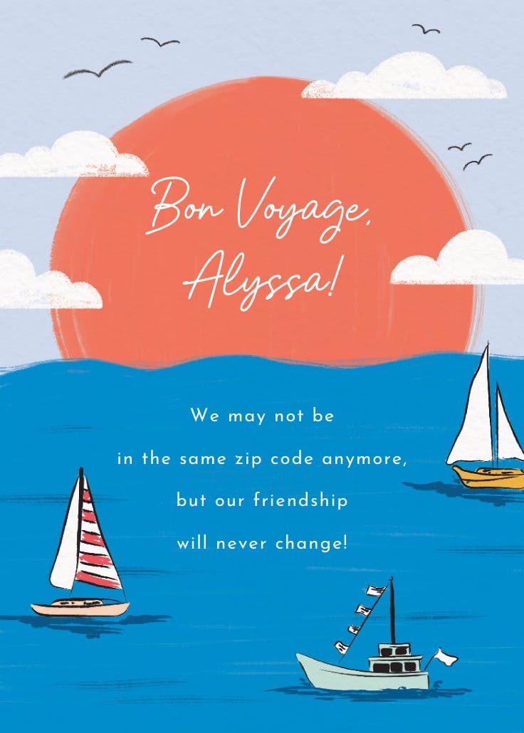 Sail away -  tarjeta de pensamientos y sentimientos