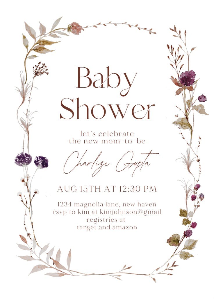 Autumnal watercolor - baby shower invitation