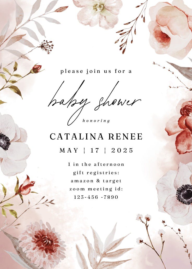 Autumnal watercolor - baby shower invitation