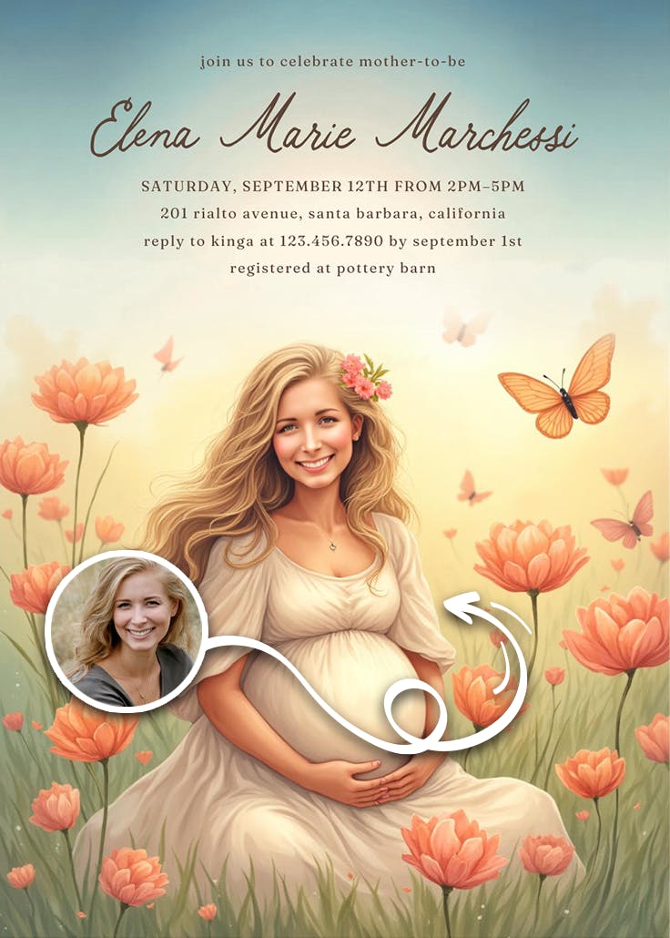 Butterfly baby - baby shower invitation