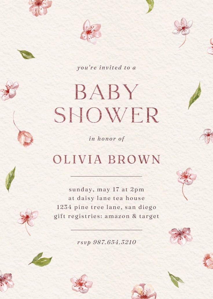 Cherry blossoms - baby shower invitation