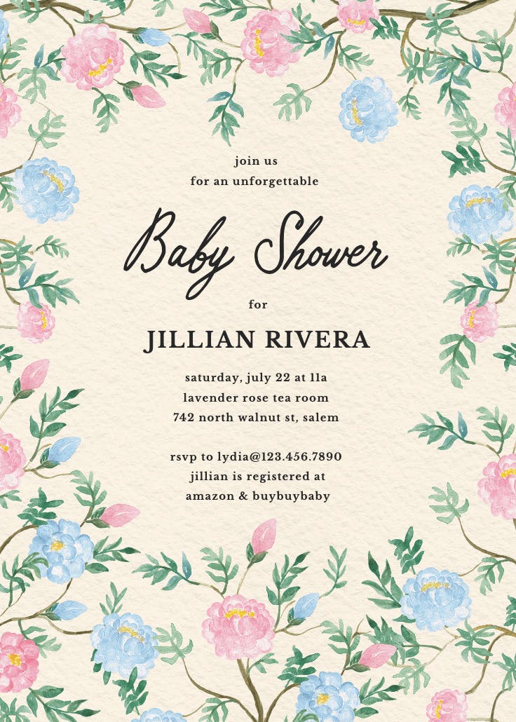 Climbing blooms - party invitation
