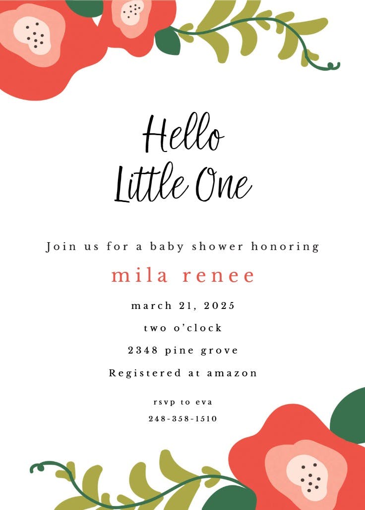 Flower patch - baby shower invitation
