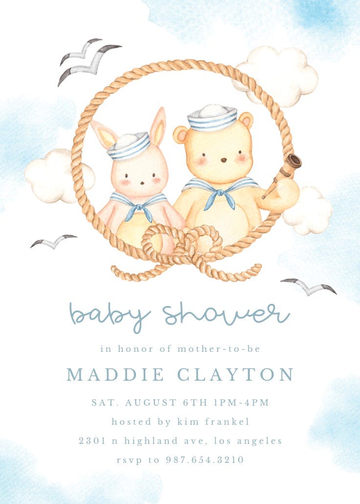 Little sailors - baby shower invitation