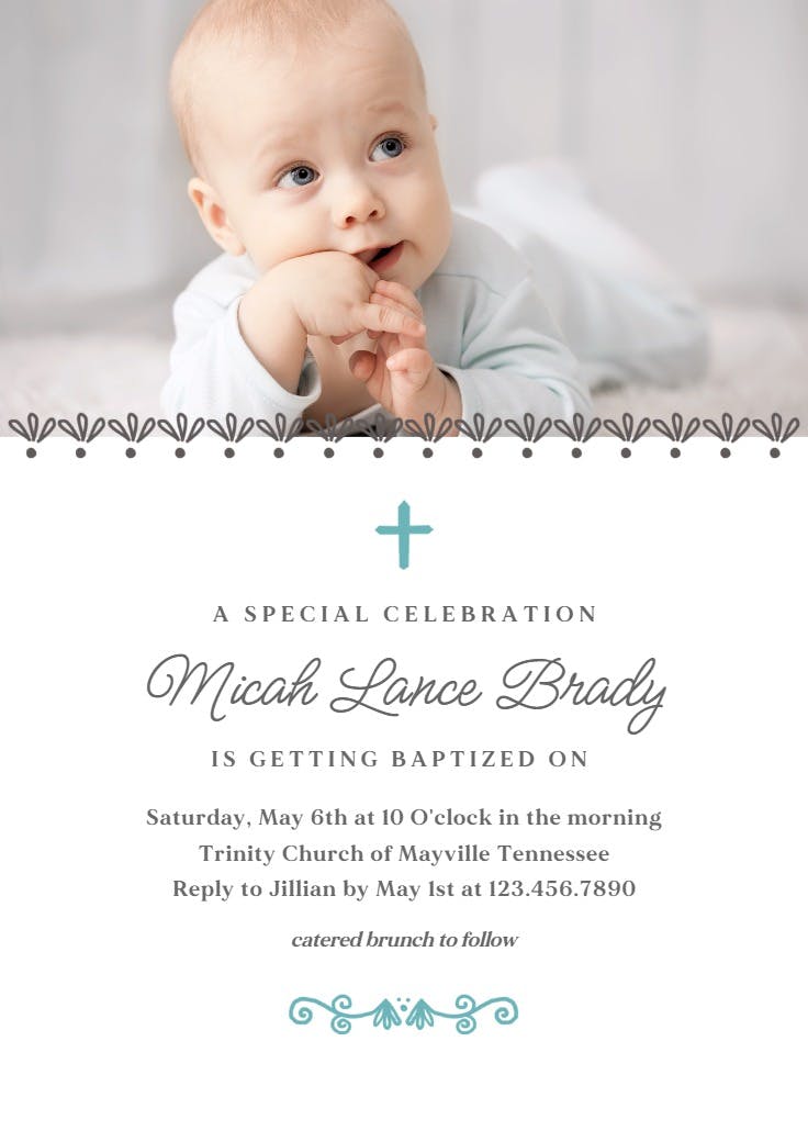 Blue accents - baptism & christening invitation