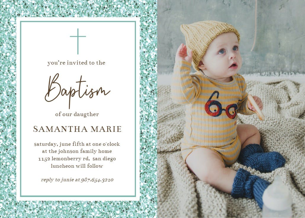 Glitter abstract - baptism & christening invitation