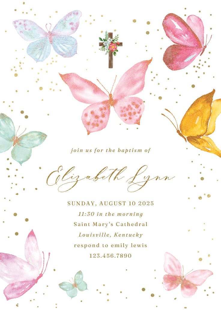 Magic butterflies - baptism & christening invitation