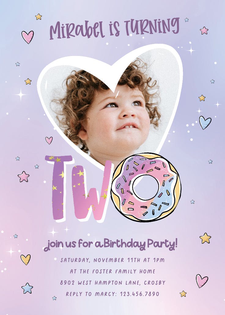 Donut two - invitación de cumpleaños