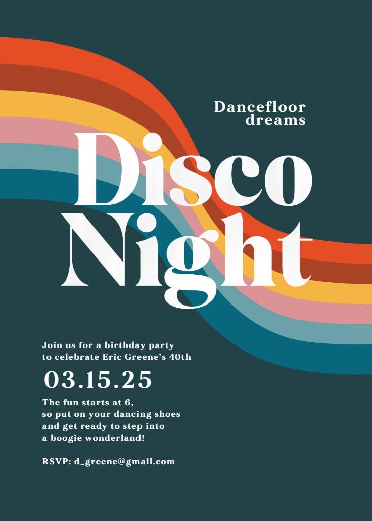 70s wave - birthday invitation