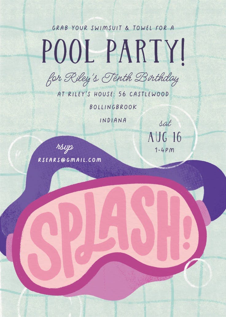 Big splash - party invitation