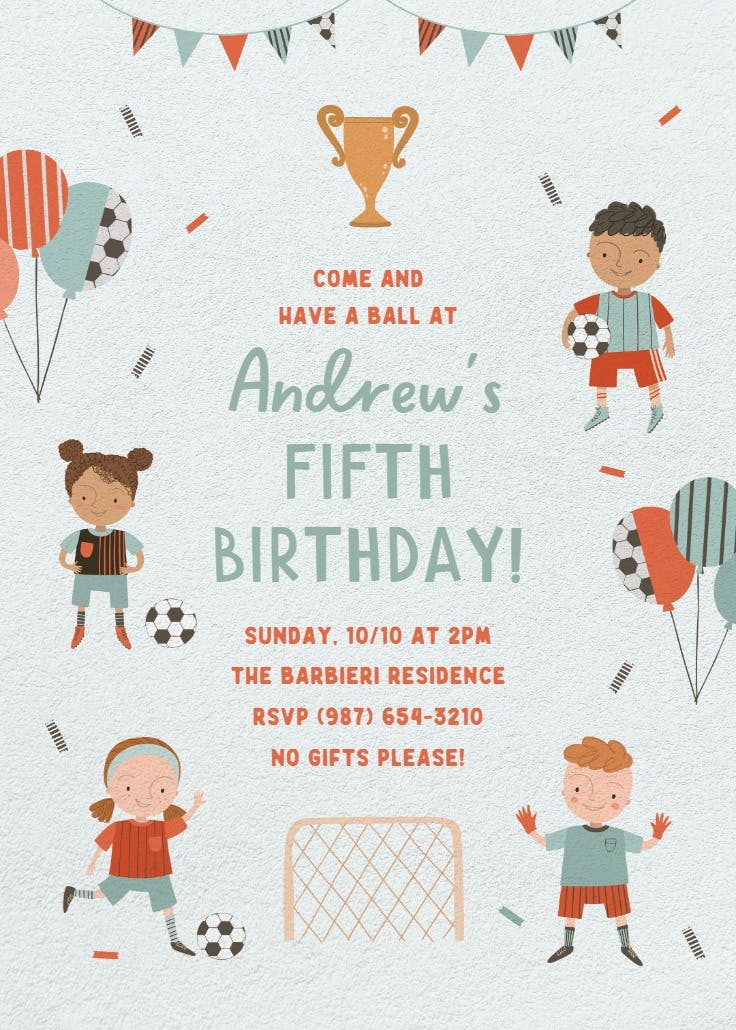 Birthday soccer ball - sports & games invitation