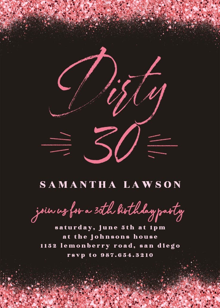 Dirty 30 - birthday invitation