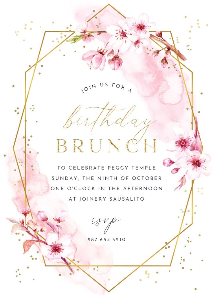 Floral sakura - birthday invitation