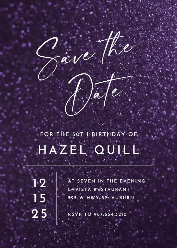 Glitter & glam - party invitation