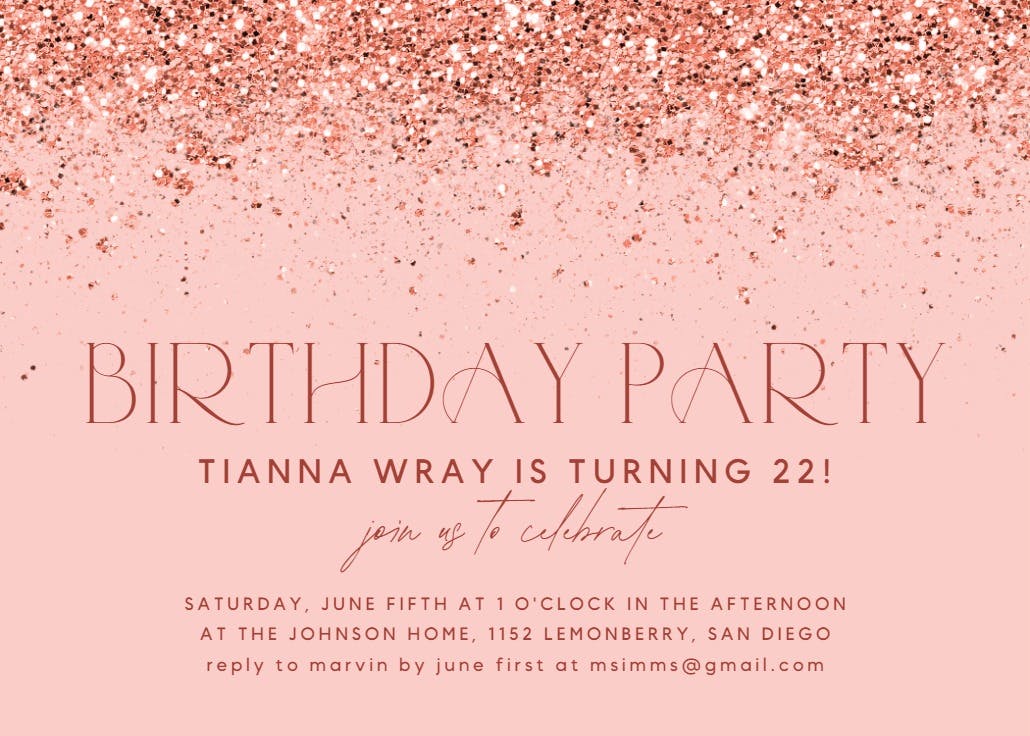 Glitter abstract - birthday invitation