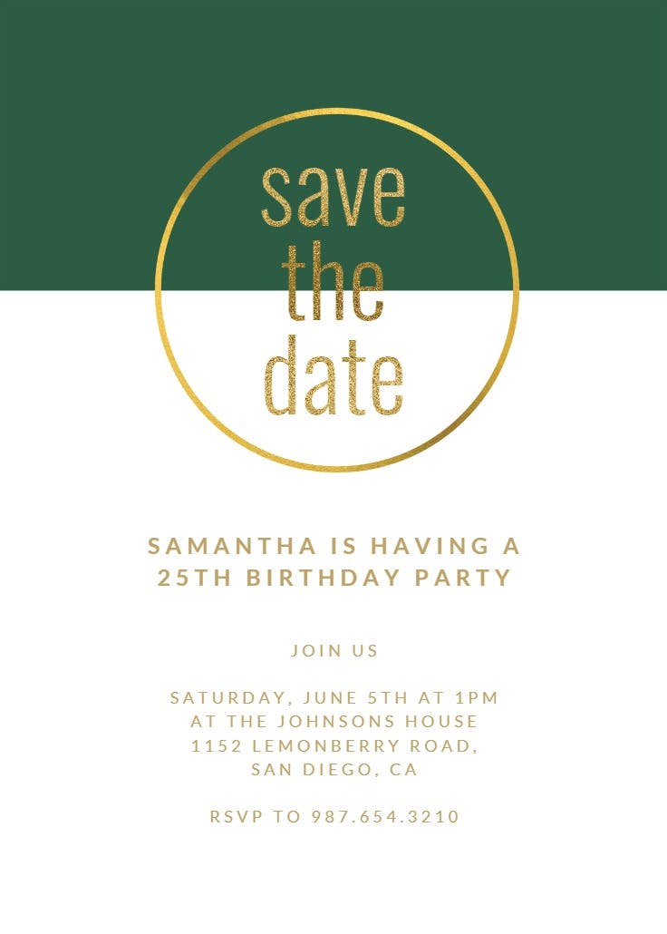 Golden ring 25 - birthday invitation