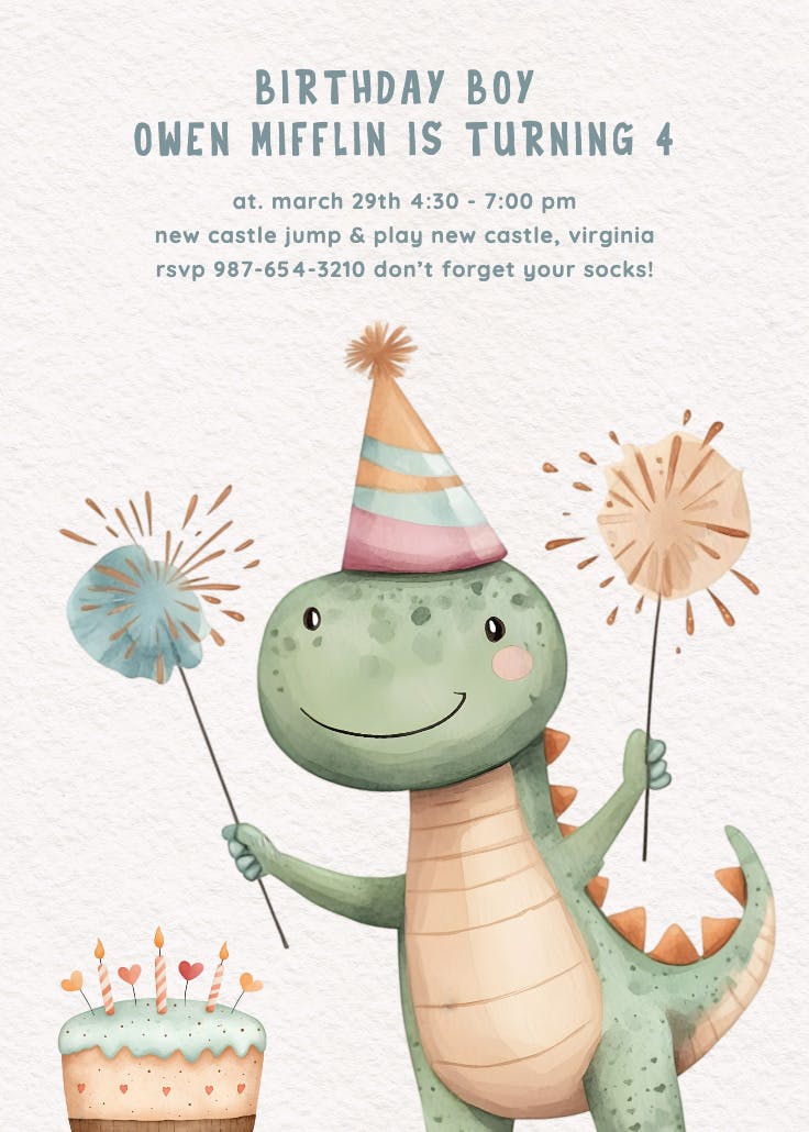 Jurassic party - party invitation