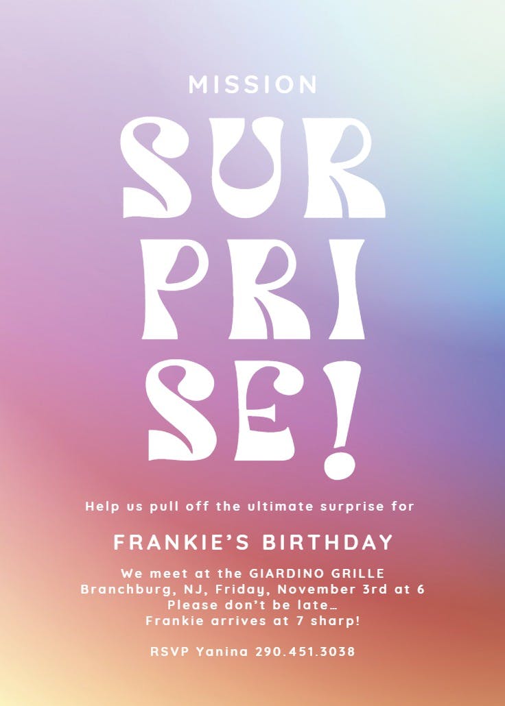 Mission surprise - party invitation
