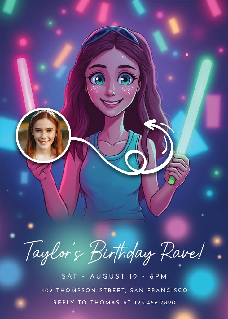 Neon glow - party invitation