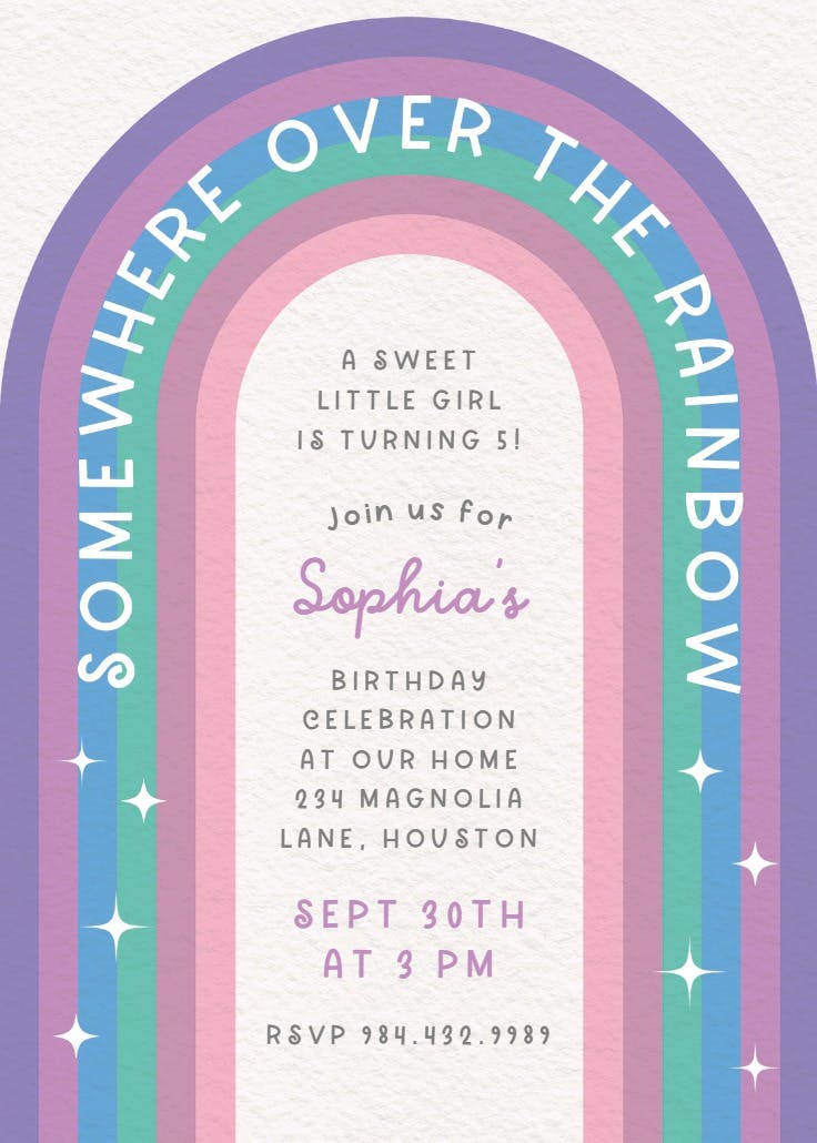 Over the rainbow - party invitation