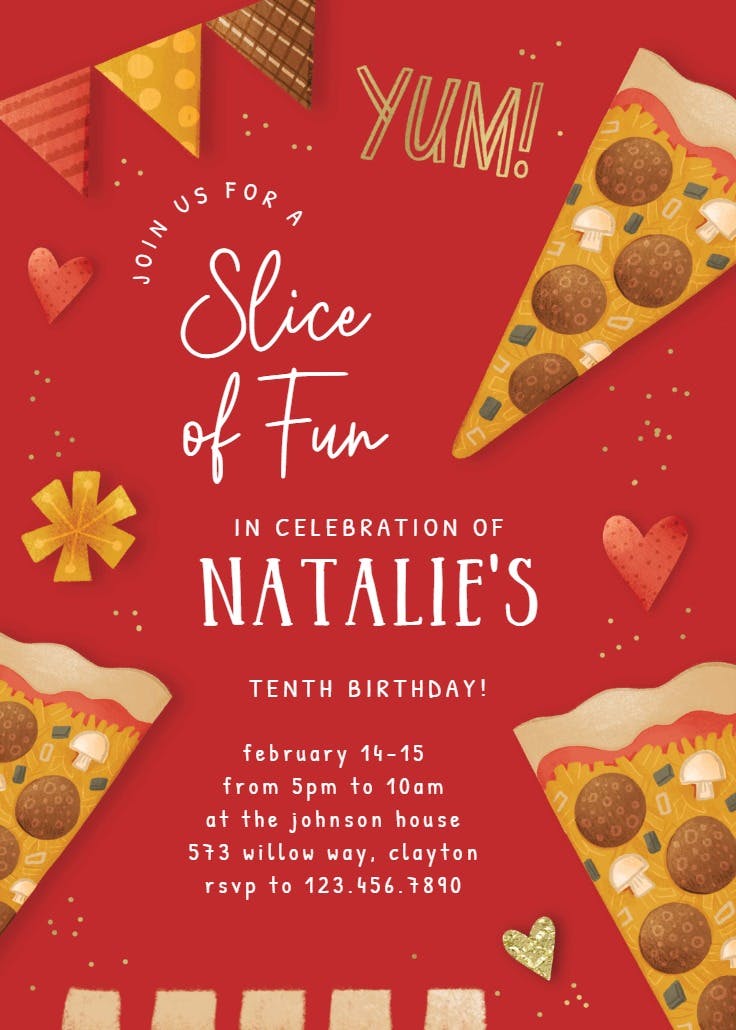 Pizza slice of fun - party invitation