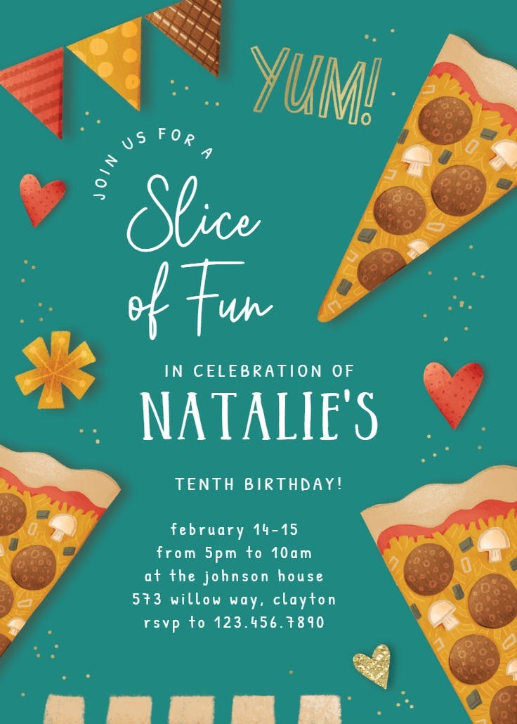 Pizza slice of fun - party invitation