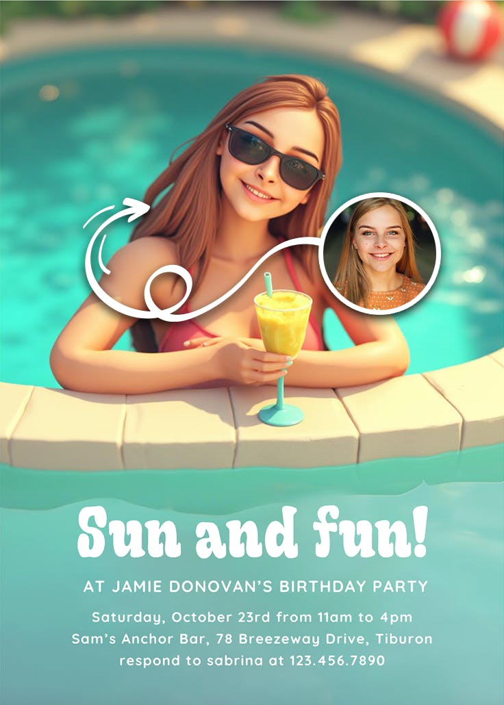Poolside vibes - party invitation