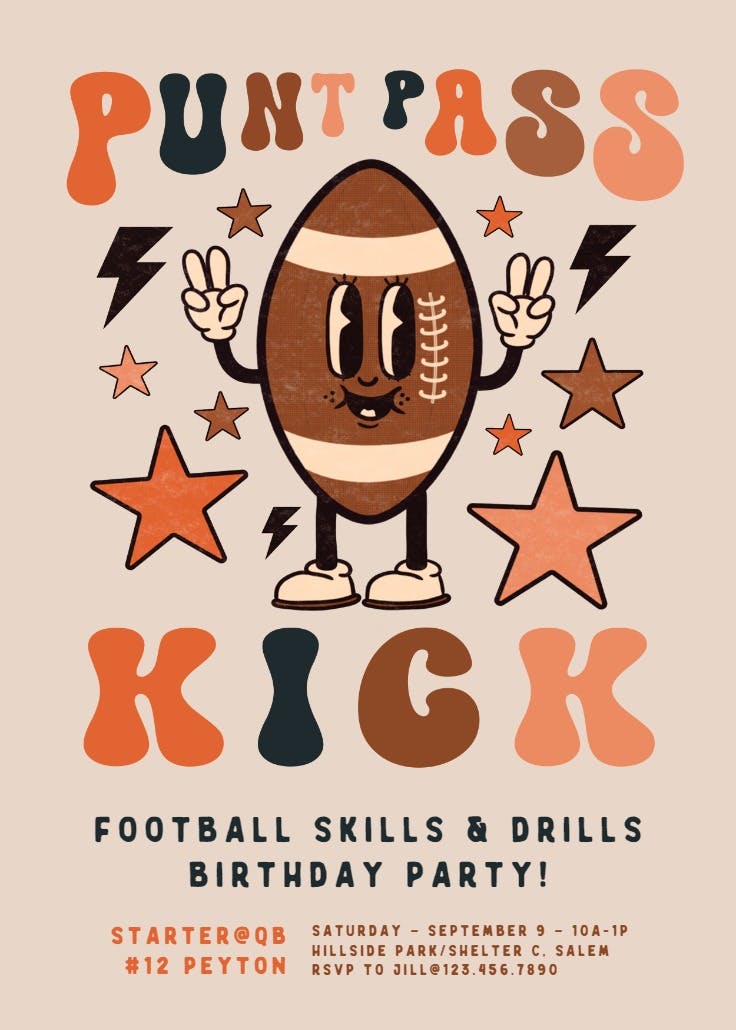 Punt, pass, kick - sports & games invitation