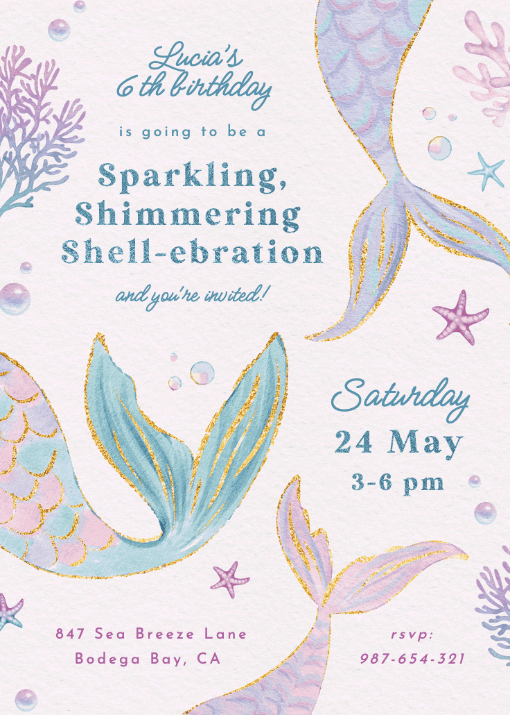 Shimmering shell-ebration - party invitation