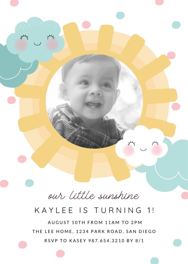 Sunshine birthday - party invitation