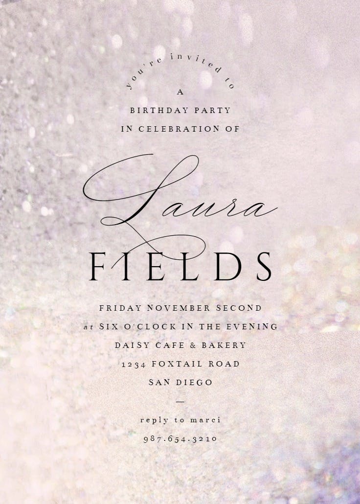 Sweet shimmer - birthday invitation