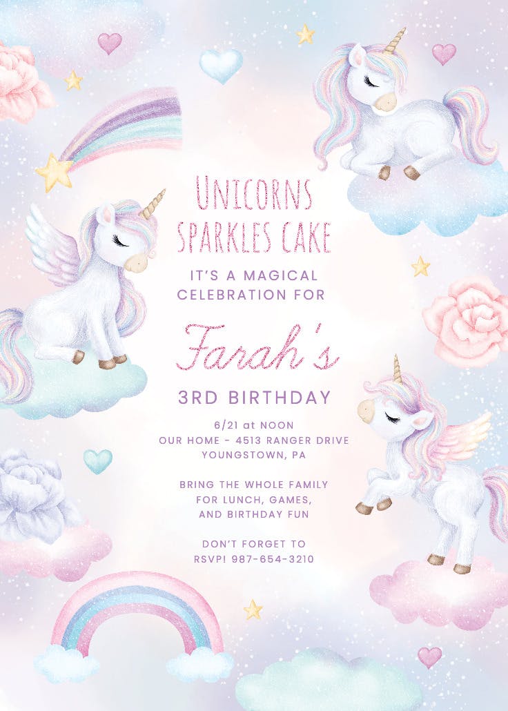 Unicorn dreams - party invitation