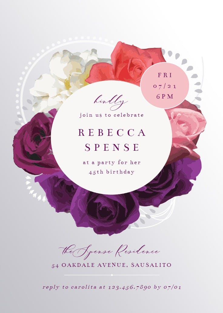 Floral theme - invitación de cumpleaños