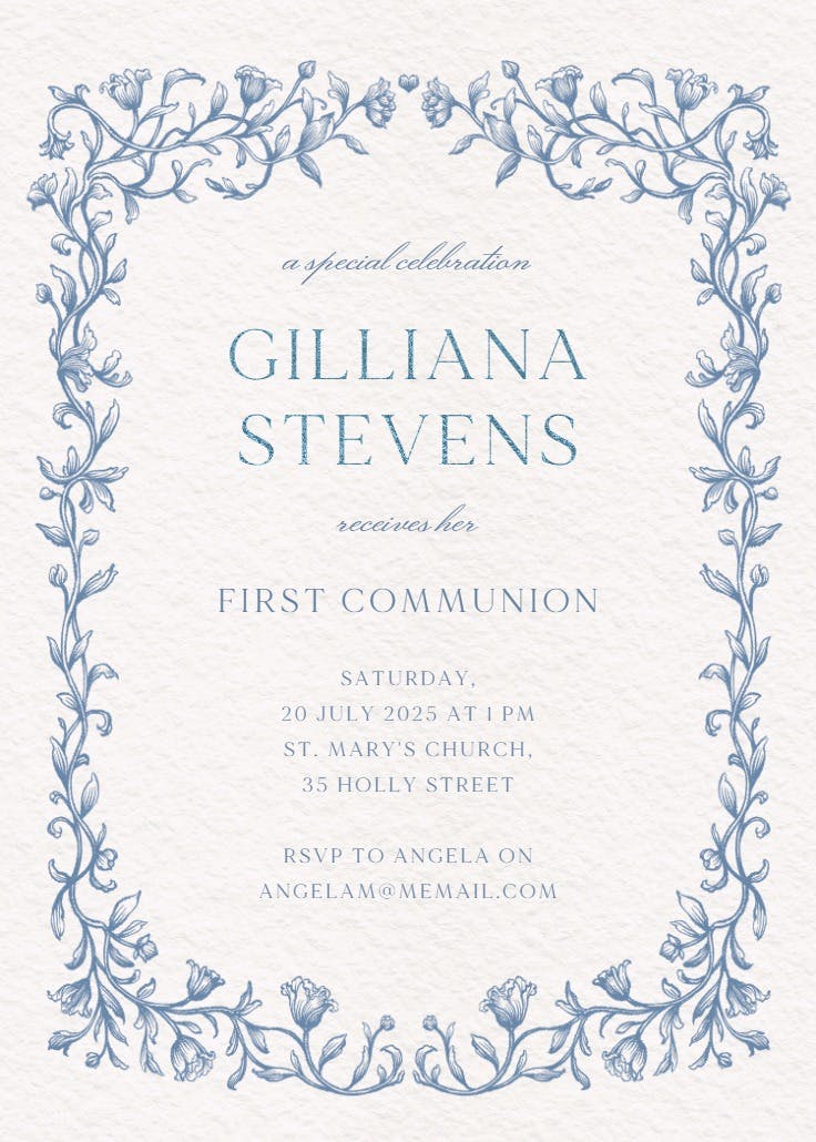 Etched deco - invitación de comunión