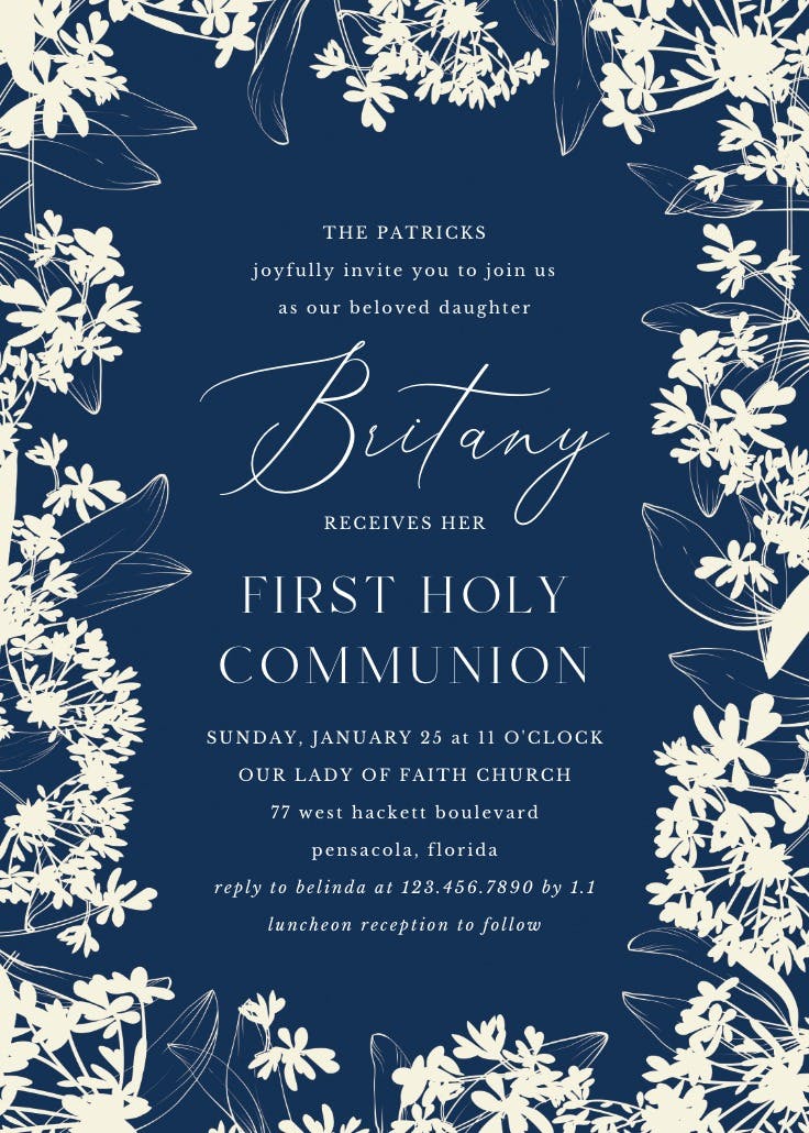 Floral edges - invitación de comunión