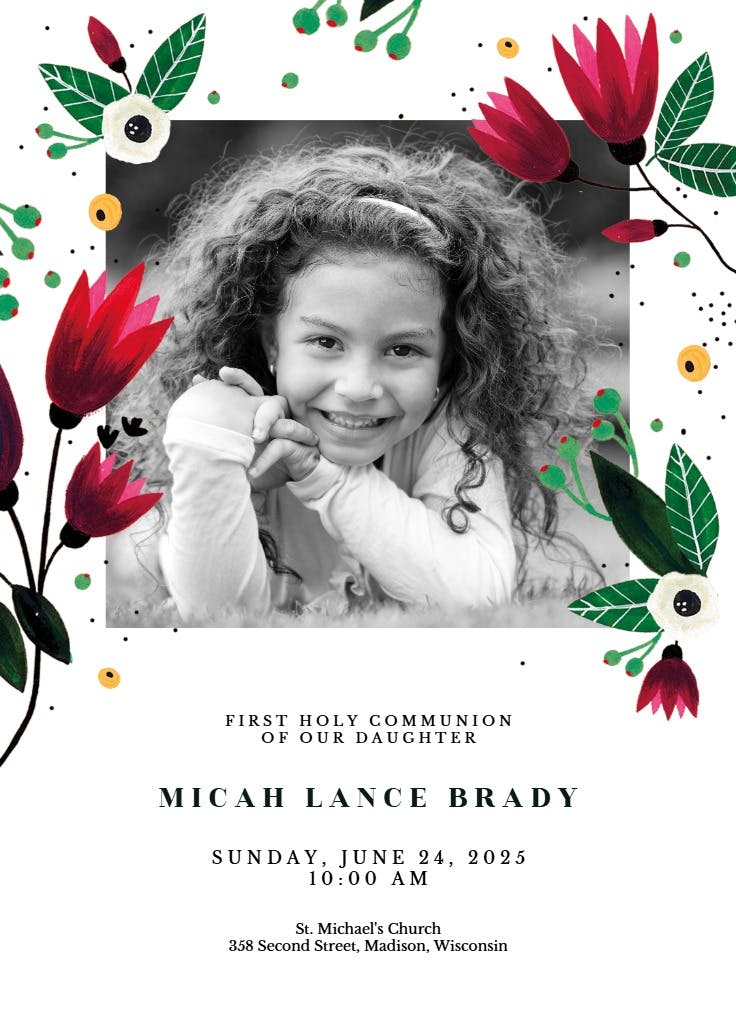 Spring hug - invitación de comunión