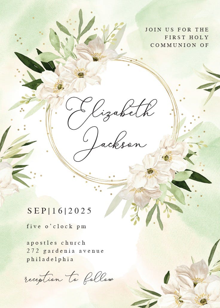 White romantic - first holy communion invitation