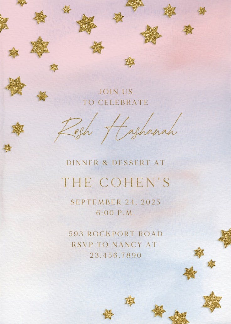 Stars of faith - rosh hashanah invitation