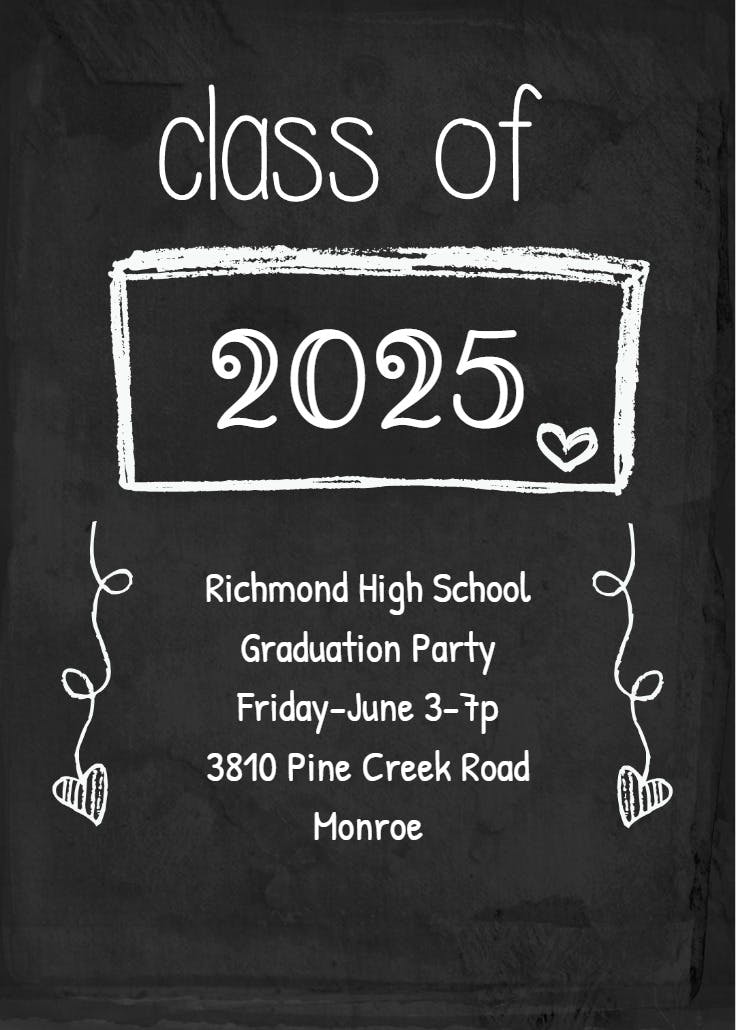 Black board - graduation party invitation