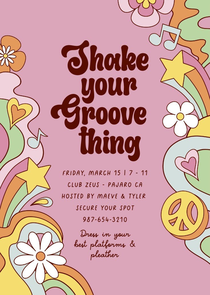 Rainbow disco - party invitation