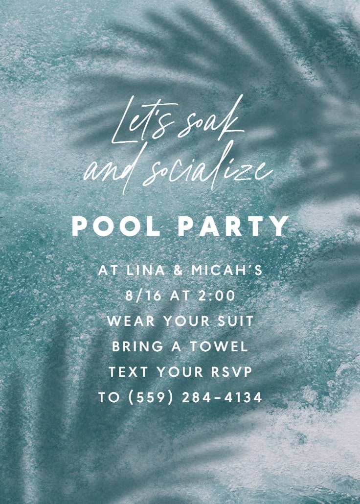 Soak and socialize - invitación de fiesta