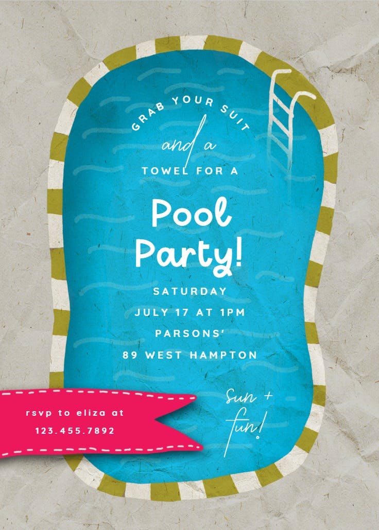 A pool - invitación de fiesta